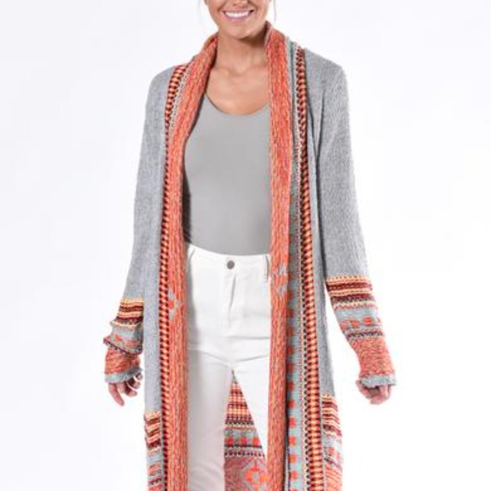 Native Cardigan - Pockets & Fringes - Grey
